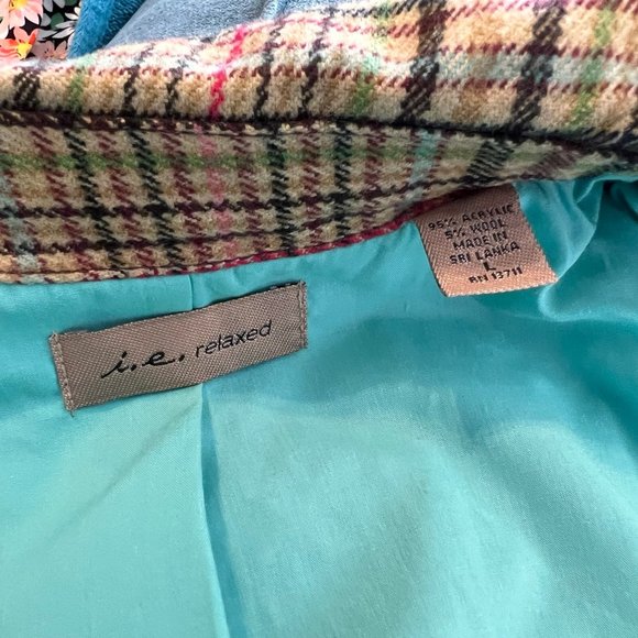 Wool Blend Plaid Blazer sz L - Picture 2 of 2